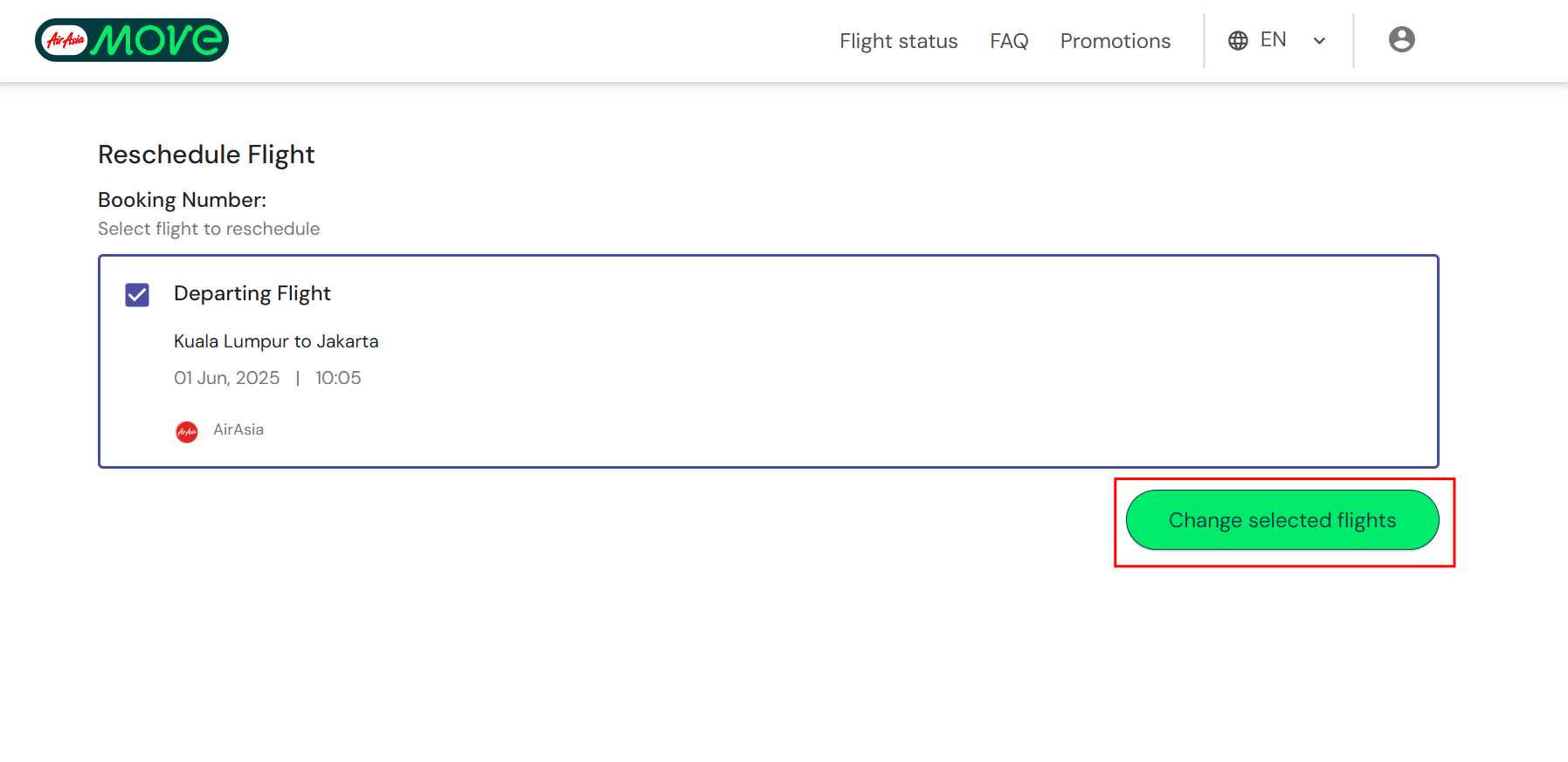ขั้นตอนที่ 3: ค้นหาและเลือกเที่ยวบินใหม่