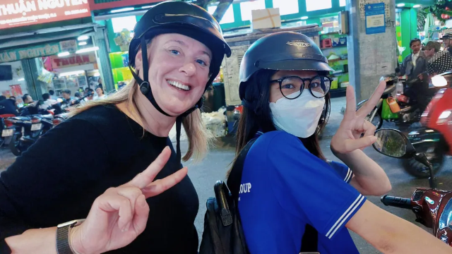 on the scooter