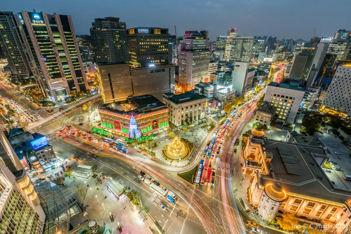 night view of Myeongdong Shopping Street