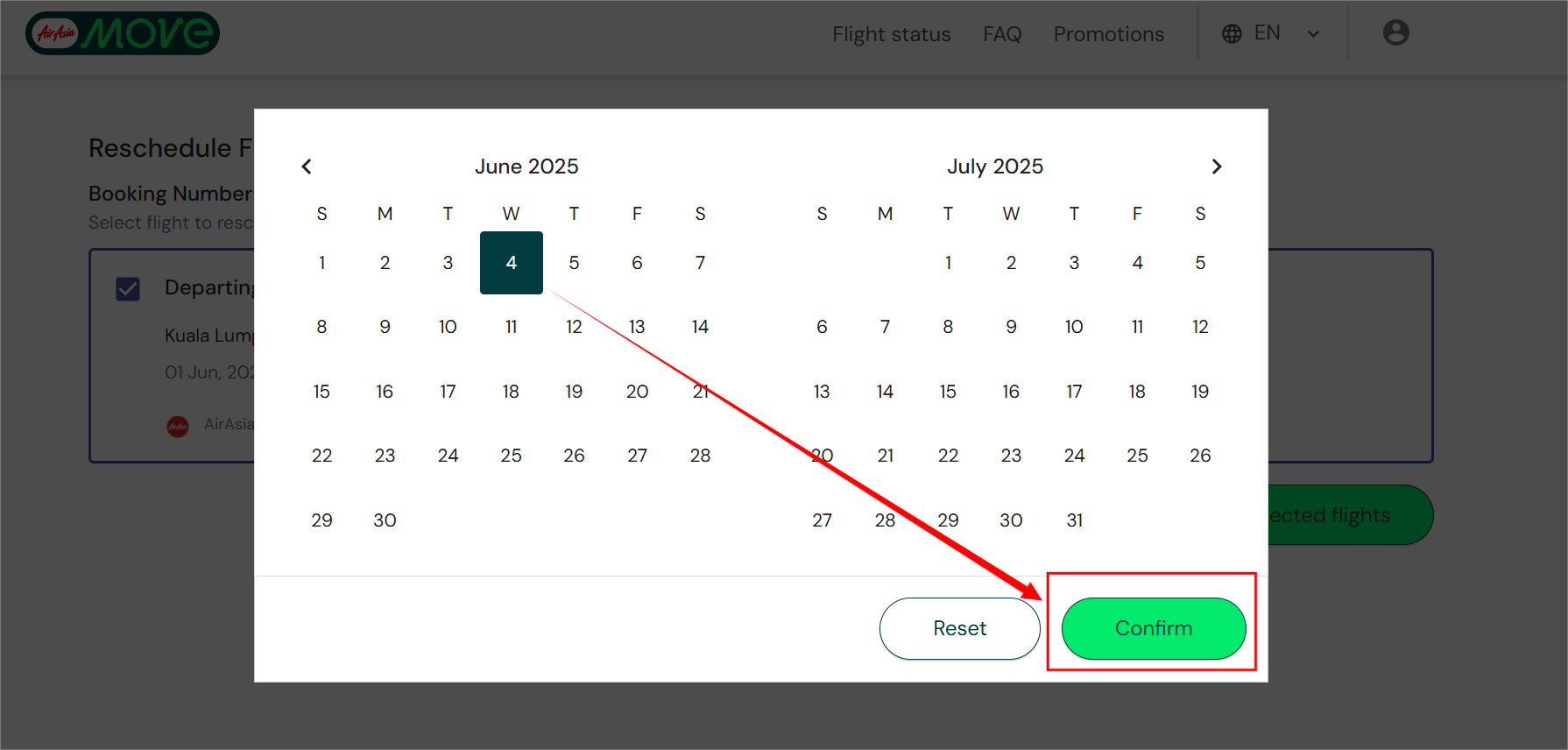 เลือกวันที่ต้องการแก้ไข