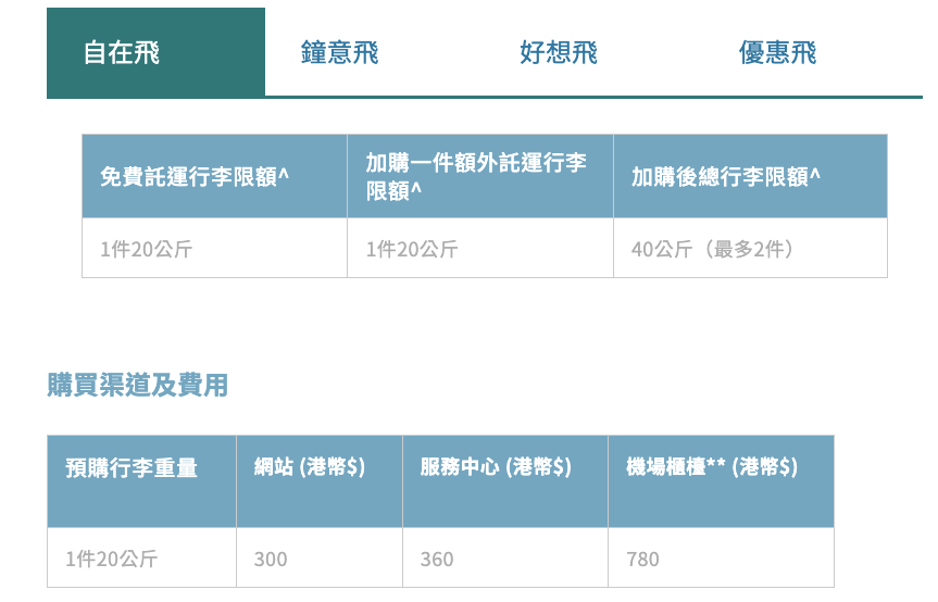 大灣區航空 行李