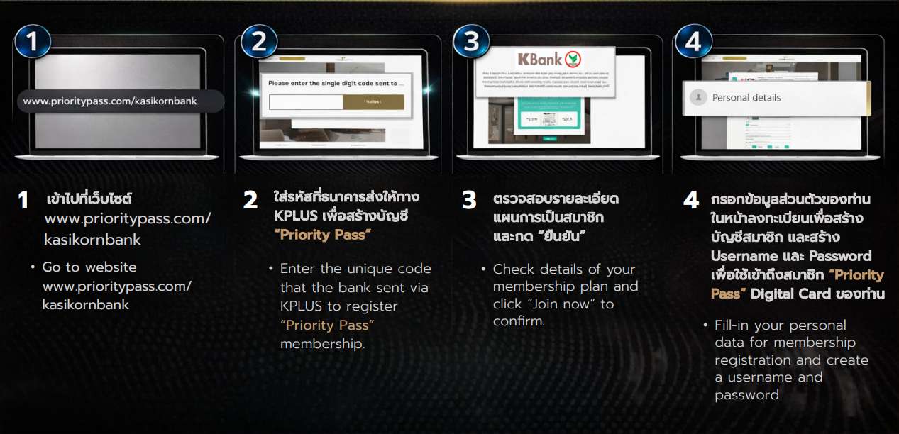การลงทะเบียนบัตรเครดิตกับ Priority Pass