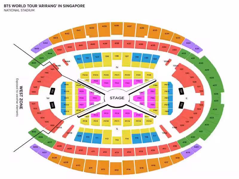 ผังที่นั่ง BTS Singapore Concert 2026