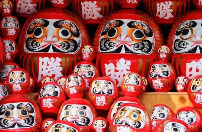 Traditional Japanese Daruma dolls souvenir shop