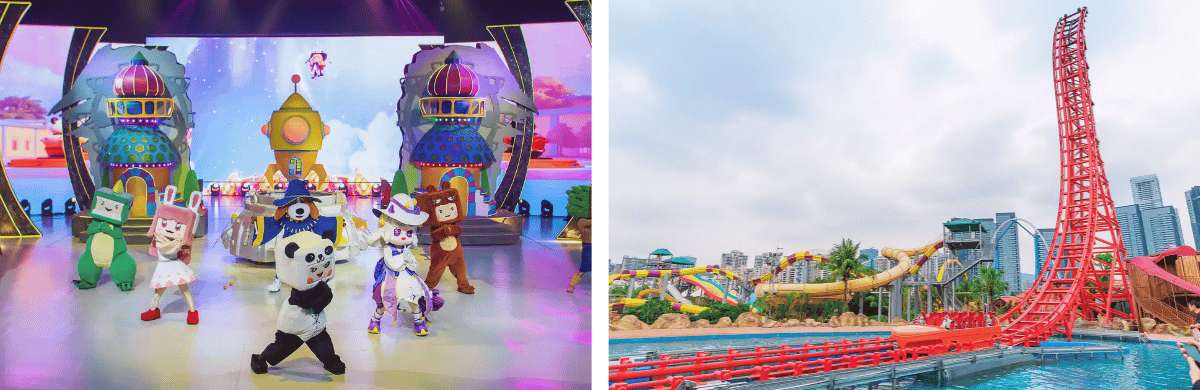 Familienattraktionen und Achterbahnen im Shenzhen Happy Valley