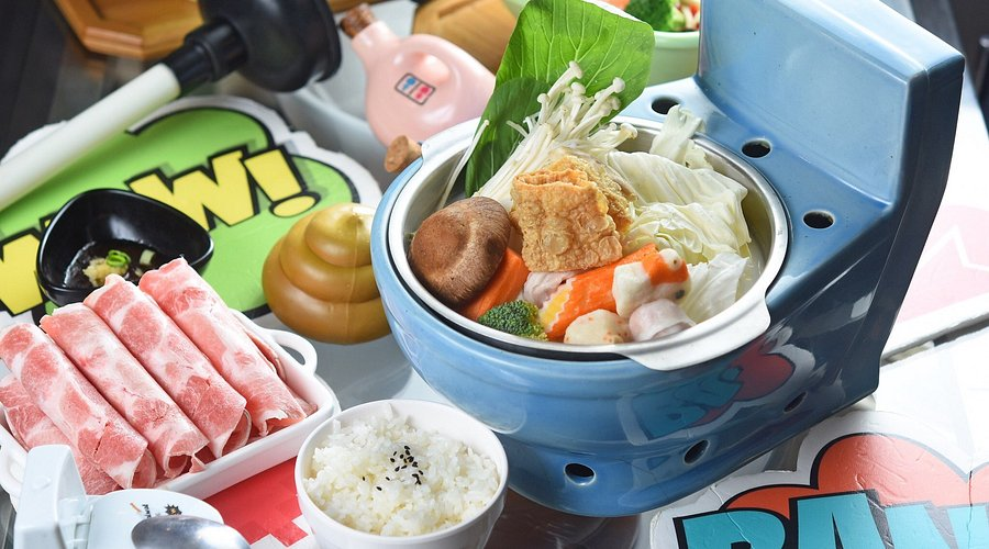 Toilet themed shabu food, very cute.