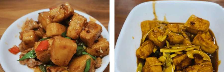 Dés de tofu et plats traditionnels chinois servis dans les restaurants de Hangzhou