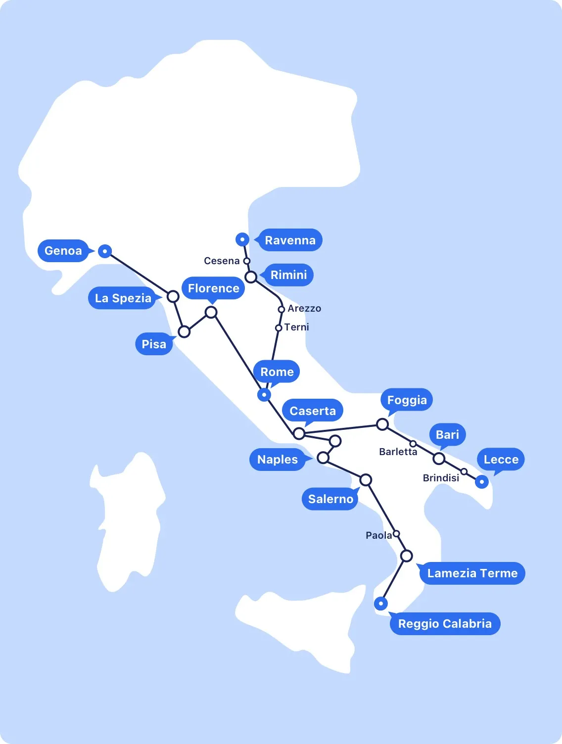 Frecciargento route map