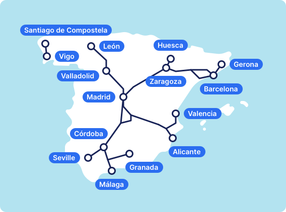 Carte des itinéraires Renfe