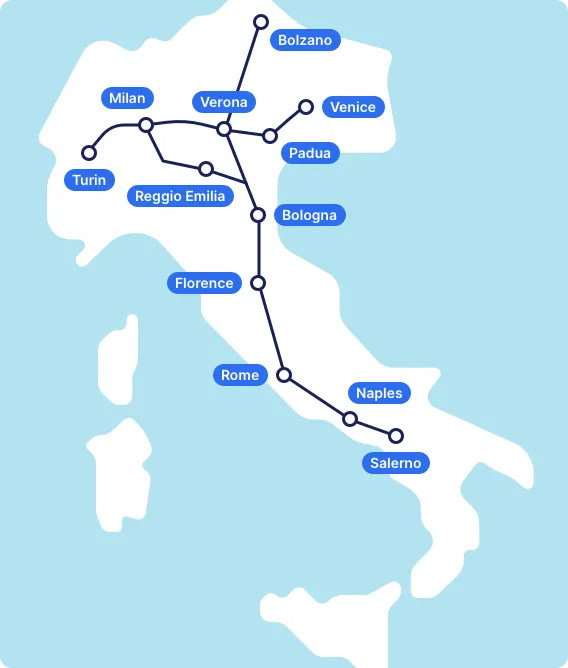 Mapa de rutas de Italo