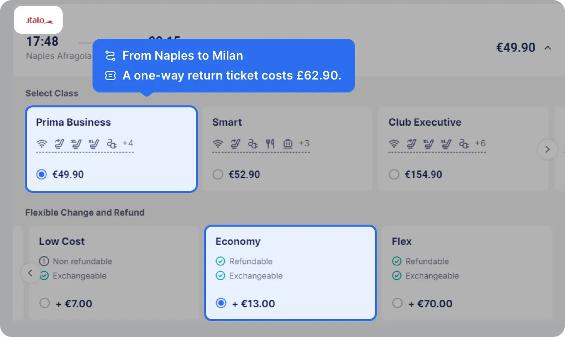 Angebote für Zugtickets von Italo