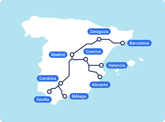 Mappa ferroviaria di iryo