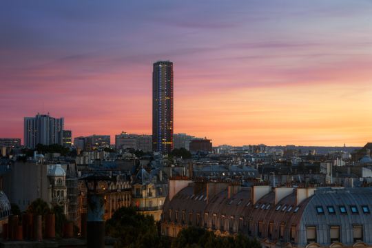 The Montparnasse tower above the roofs of the 14th arrondissement