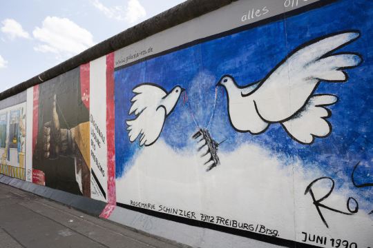 Murals on the East Side Gallery in Berlin