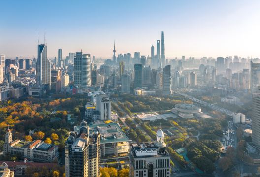 人民廣場與南京路一帶的市景