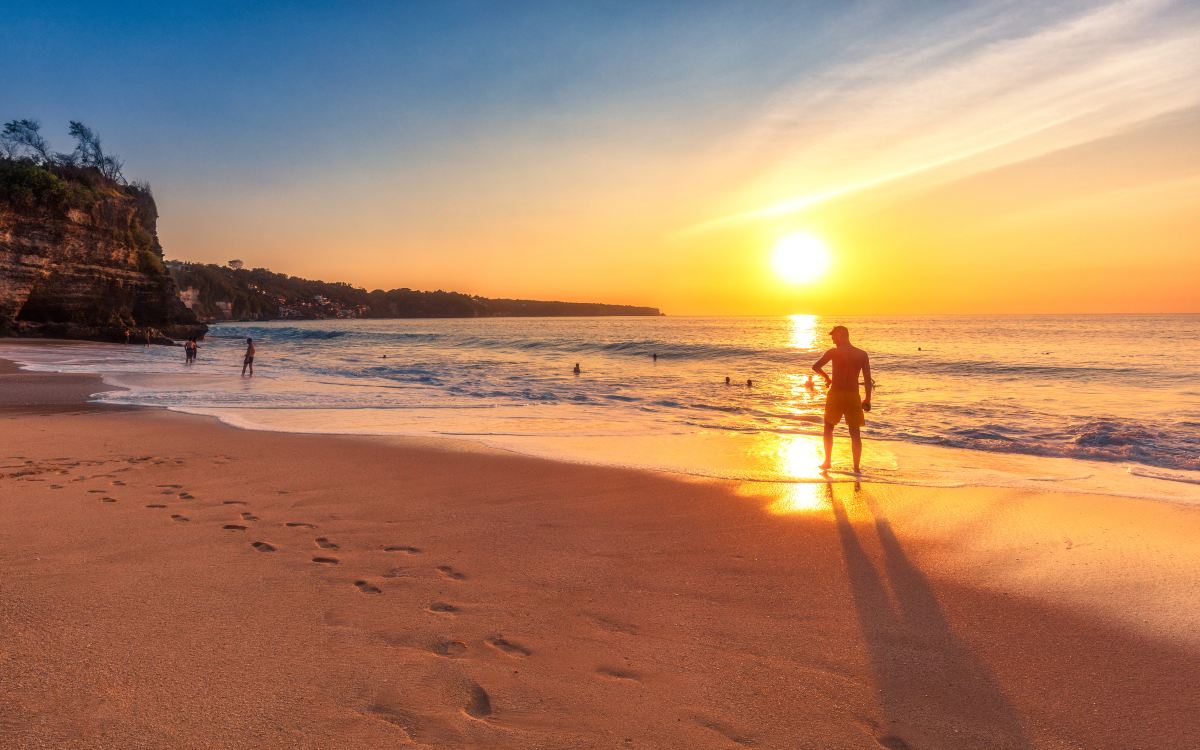 Jimbaran Beach at sunset in Bali