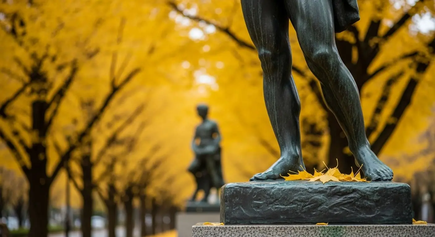 定禪寺通雕塑與秋葉