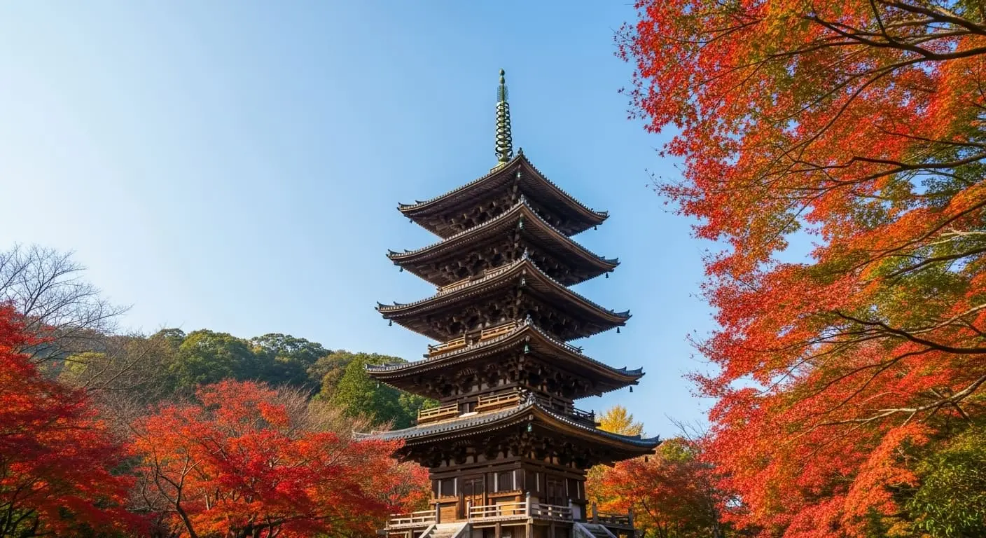 定義如來西方寺五重塔與楓葉