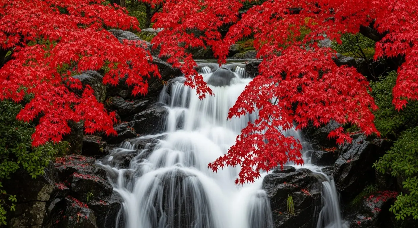 德川園瀑布楓情