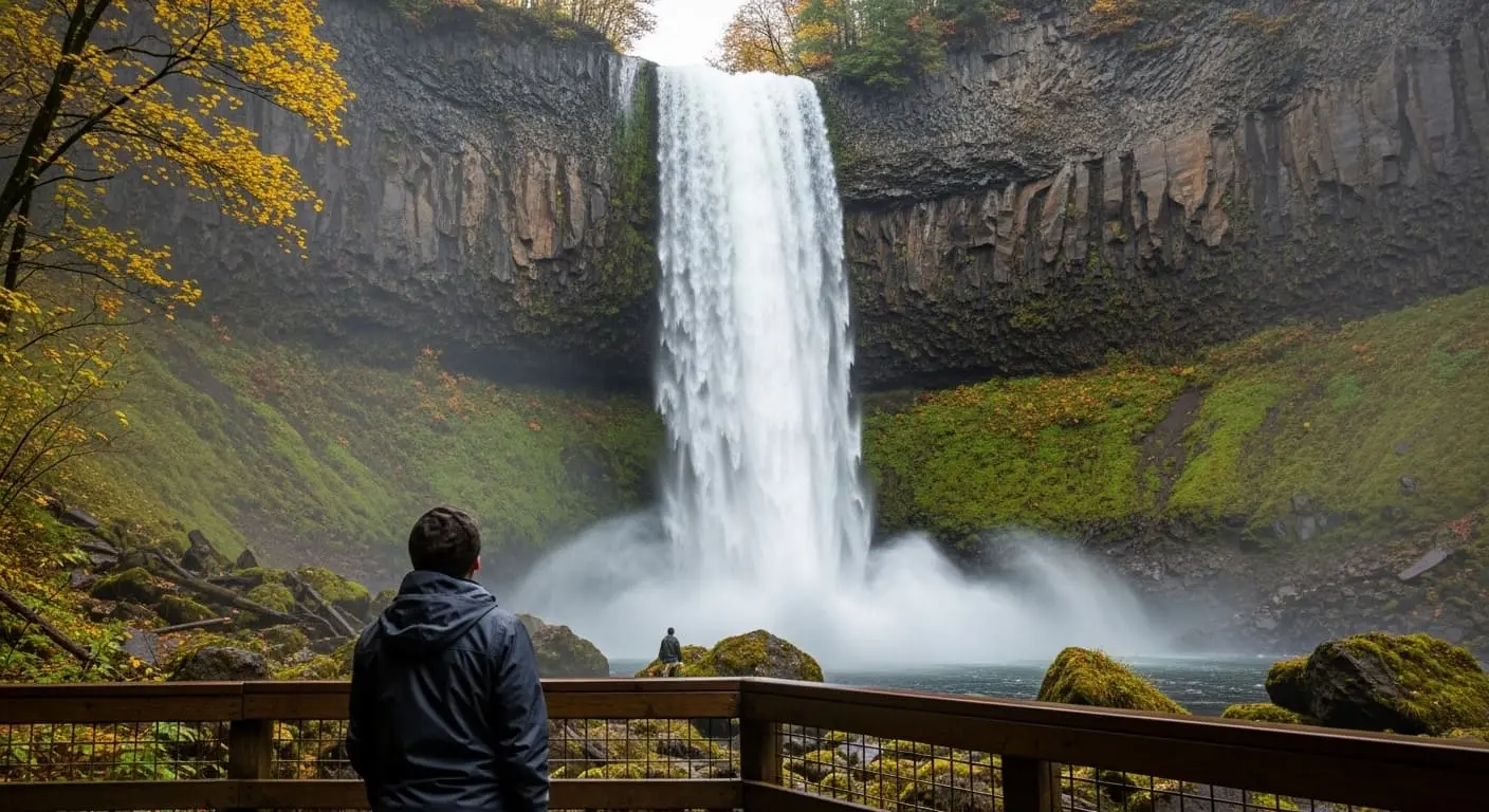秋保大瀑布遊人與瀑布
