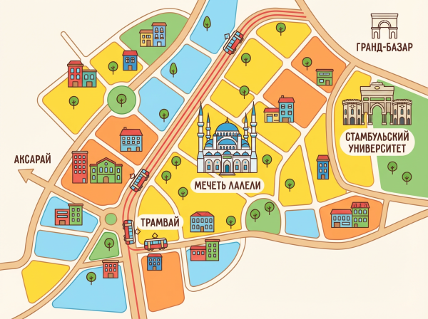 Карта района Лалели.