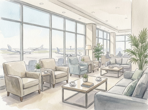 空港ラウンジのイラスト