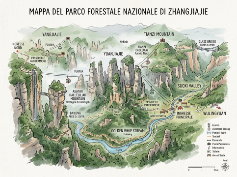 Mappa Parco Zhangjiajie