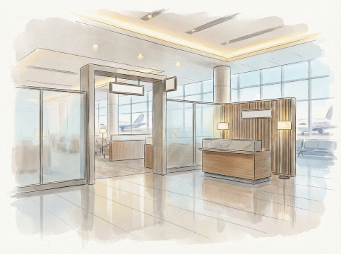 空港ラウンジのゲート