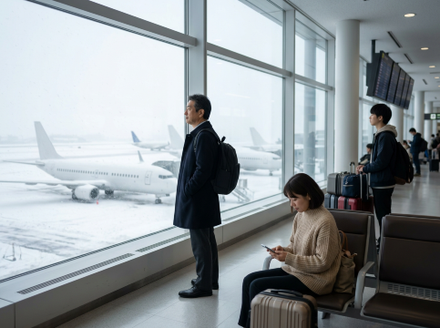 空港欠航シーン