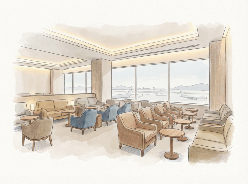 福岡空港ラウンジのイラスト