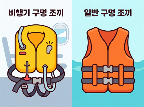 비행기 구명 조끼 vs 일반 구명 조끼