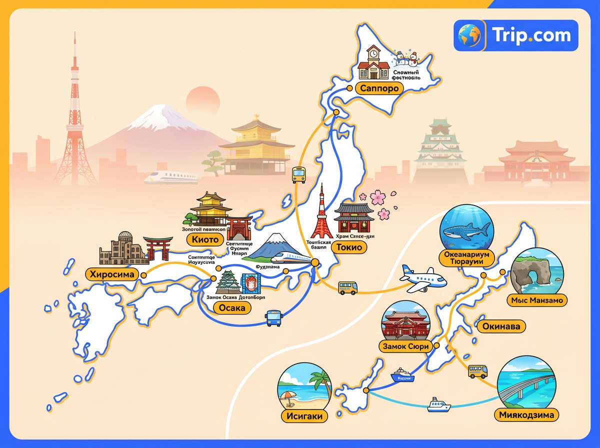 Карта Япония с островом Окинава, не нужно делать заголовок