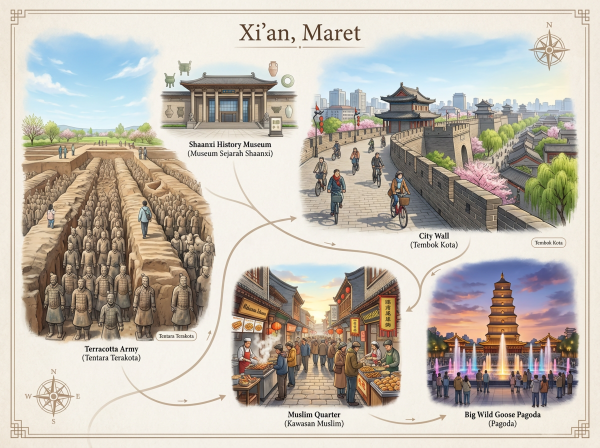 Peta Wisata Xi'an.