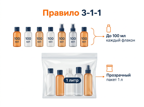 Правило 3-1-1 для жидкостей.