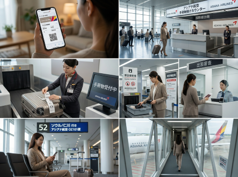 アシアナ航空のオンラインチェックイン完了後～当日空港での流れ