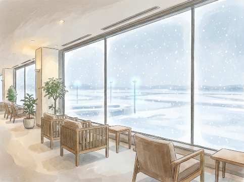 空港ラウンジのイラスト