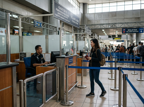 Tourist at immigration.