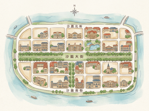 沙面島地圖