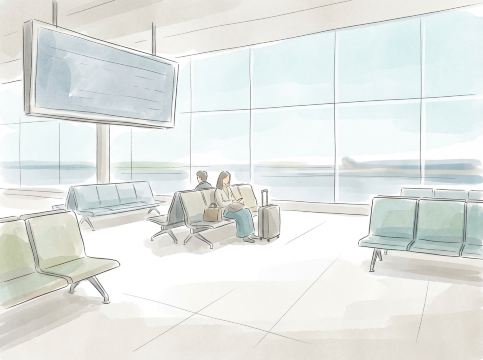 乗り継ぎ待ちイラスト