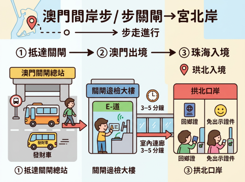 澳門往拱北步行通關指引