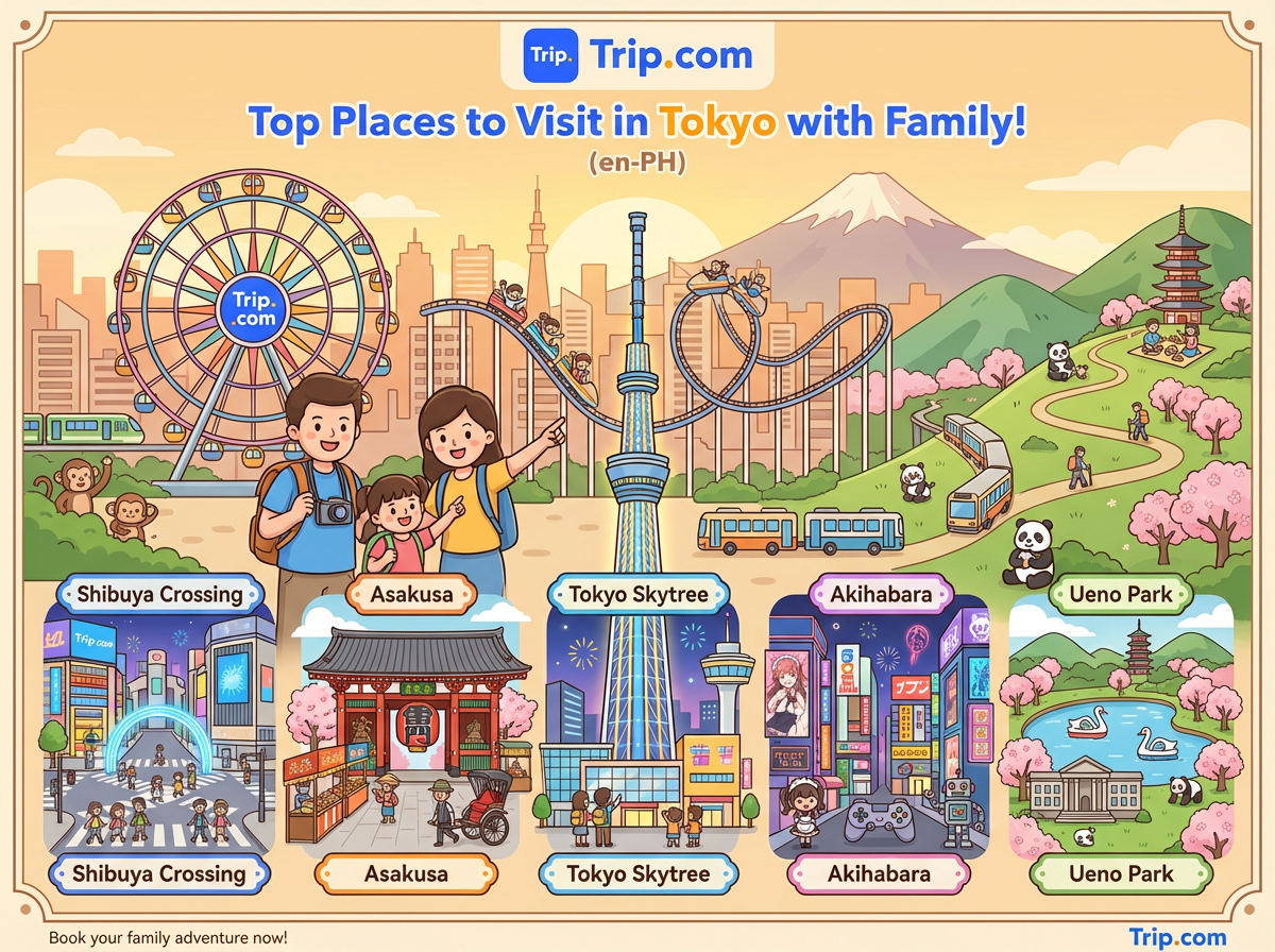 Tokyo
Top places to visit
• Shibuya Crossing
• Asakusa
• Tokyo Skytree
• Akihabara
• Ueno Park