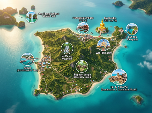 Koh Samui Attraction Map