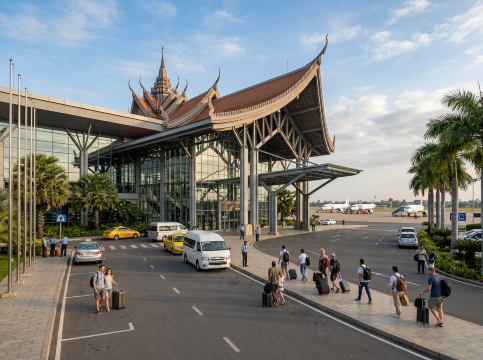 Cambodia airport exterior.