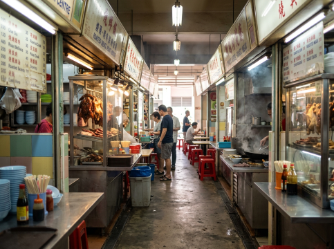 Hawker stalls scene.