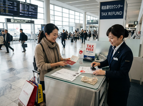 出国日に空港で免税・税金還付を受ける流れ