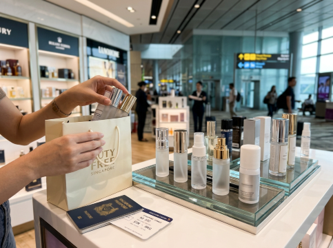 Duty-free sprays purchase.