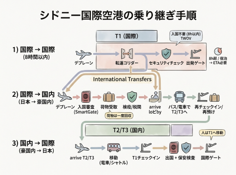シドニー空港乗継手順