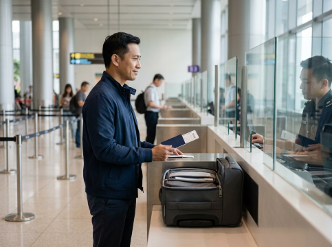 Traveller at immigration.