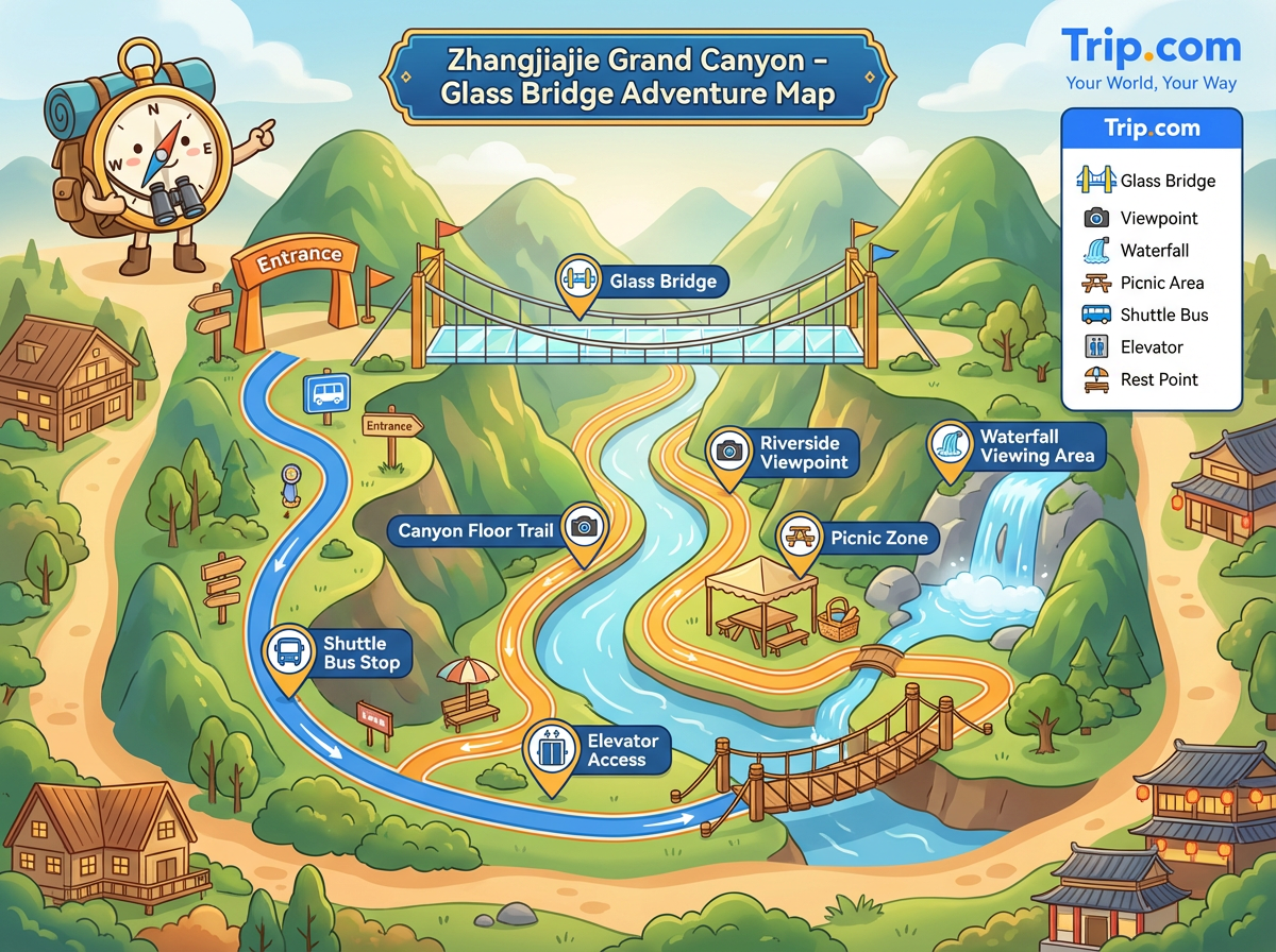 Zhangjiajie Grand Canyon & Glass Bridge Map