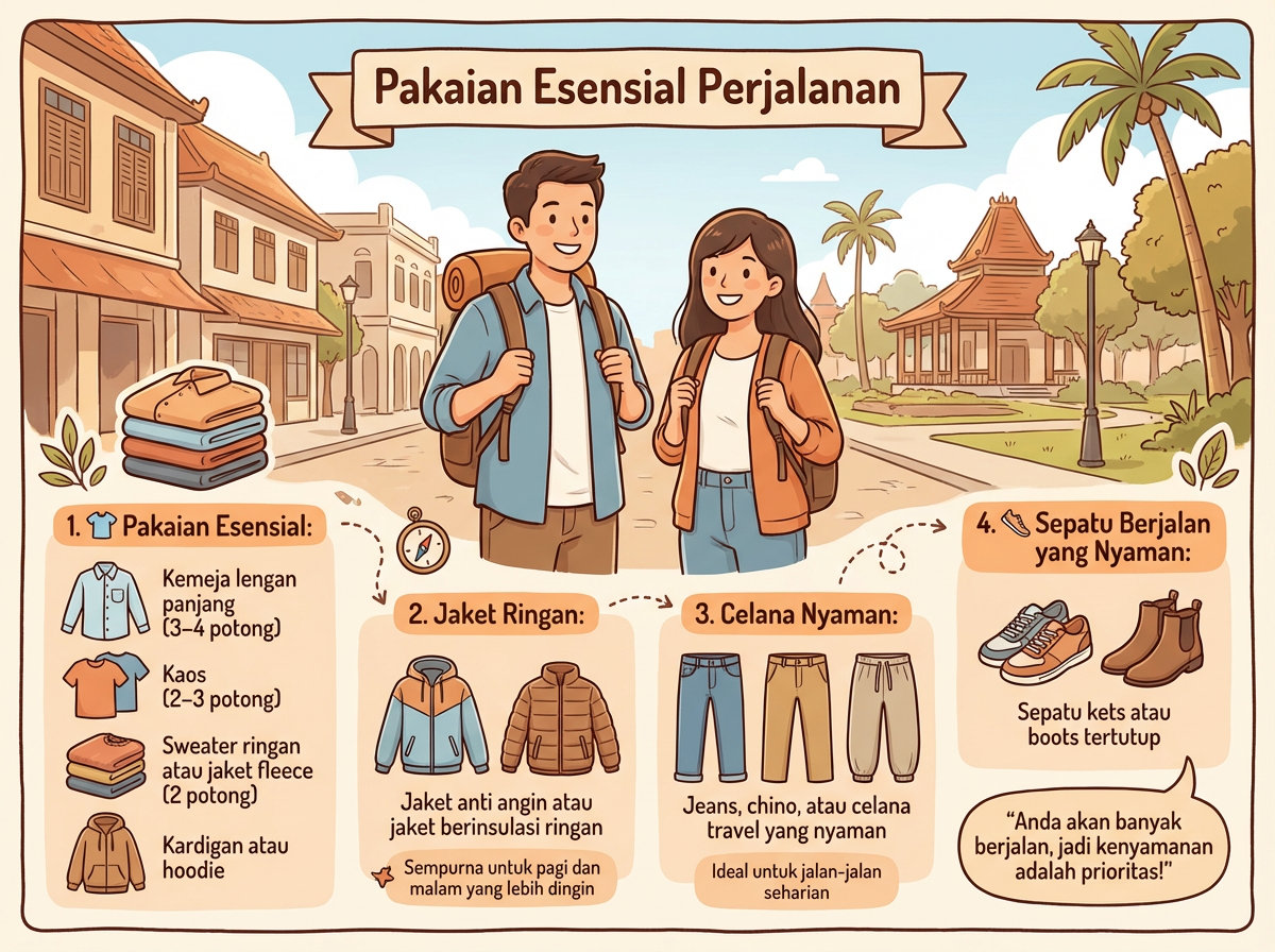 pakaian perjalanan yang dibawa ke xiamen pada Januari